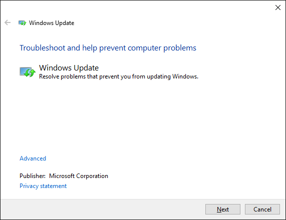 probleemoplosser voor windows-updates