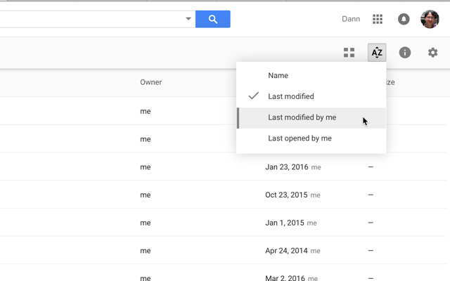 google-drive-sort-opties