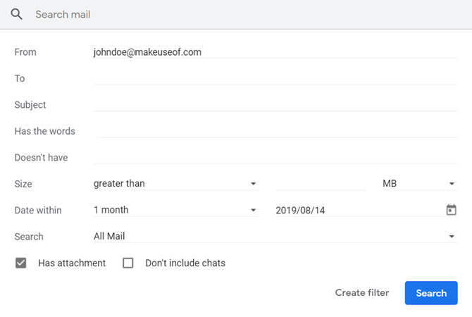 Geavanceerd zoekvak in Gmail